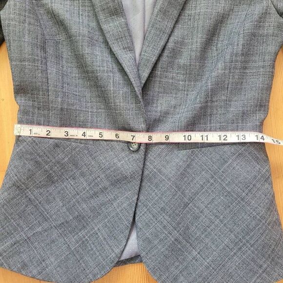 Banana Republic stretch grey blazer wool blend plaid fit & flare office business - Picture 12 of 15